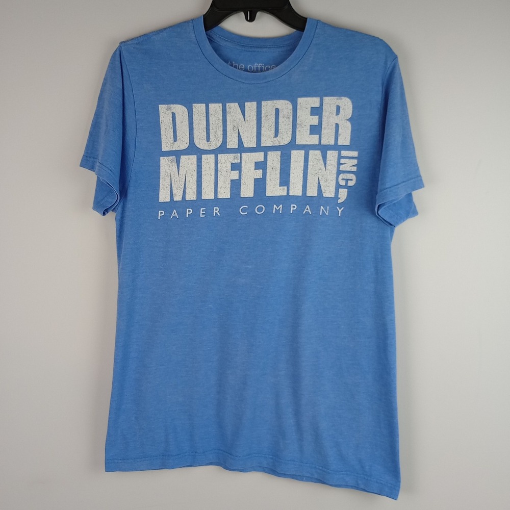 Ripple Junction Adult S Blue Dunder Mifflin The Office Logo Graphic Tshirt